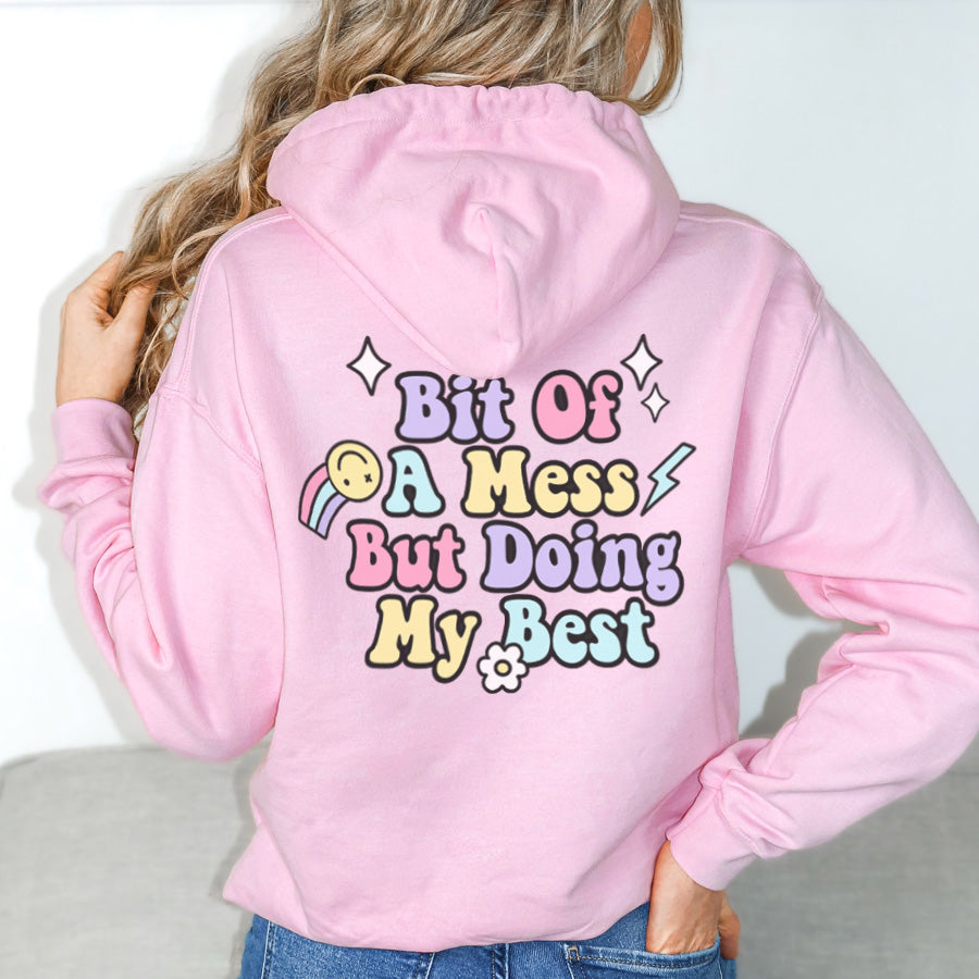 Gym Mama Bit Of A Mess (Doing My Best) Back Hoodie