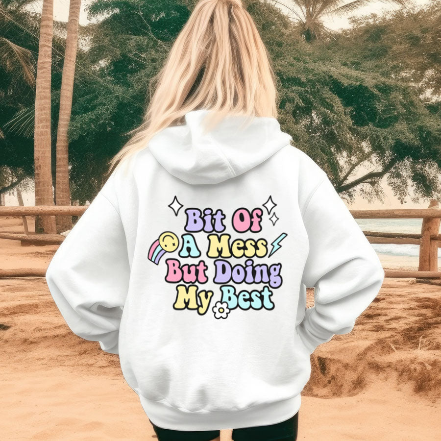 Gym Mama Bit Of A Mess (Doing My Best) Back Hoodie