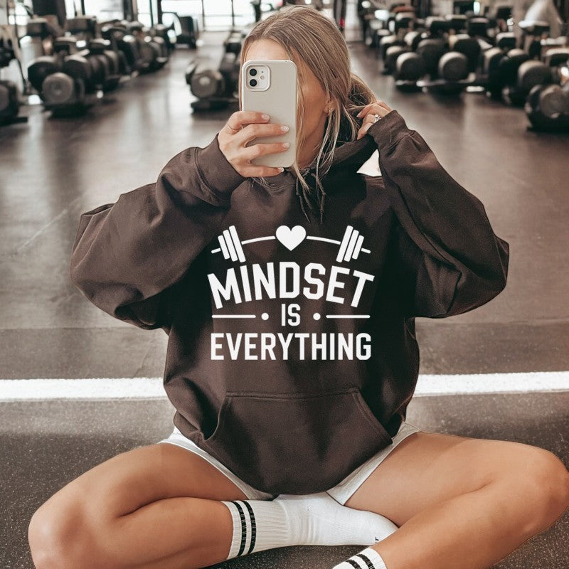 Gym Mama Mindset Is Everything Sleeve Logo Hoodie