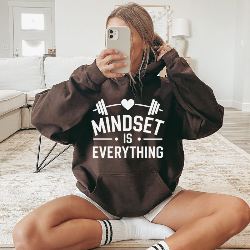 Gym Mama Mindset Is Everything Sleeve Logo Hoodie