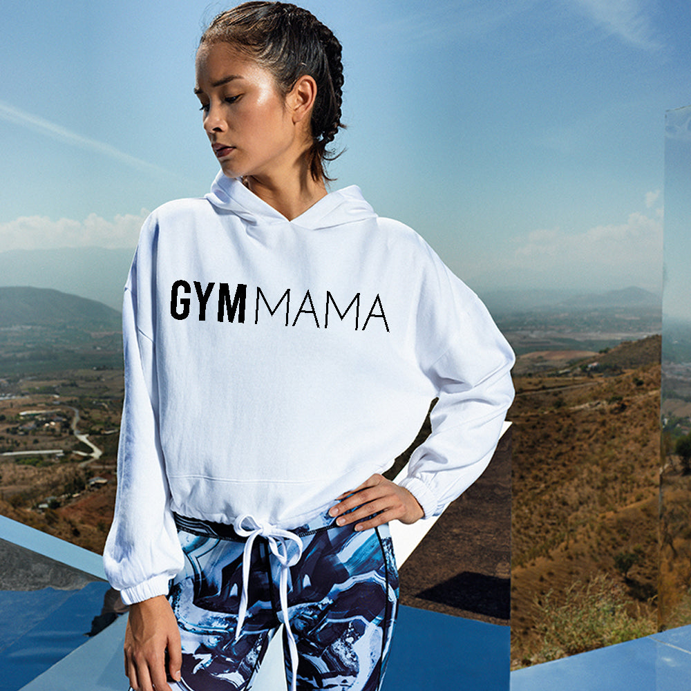 Gym Mama Logo Oversized Cropped Hoodie
