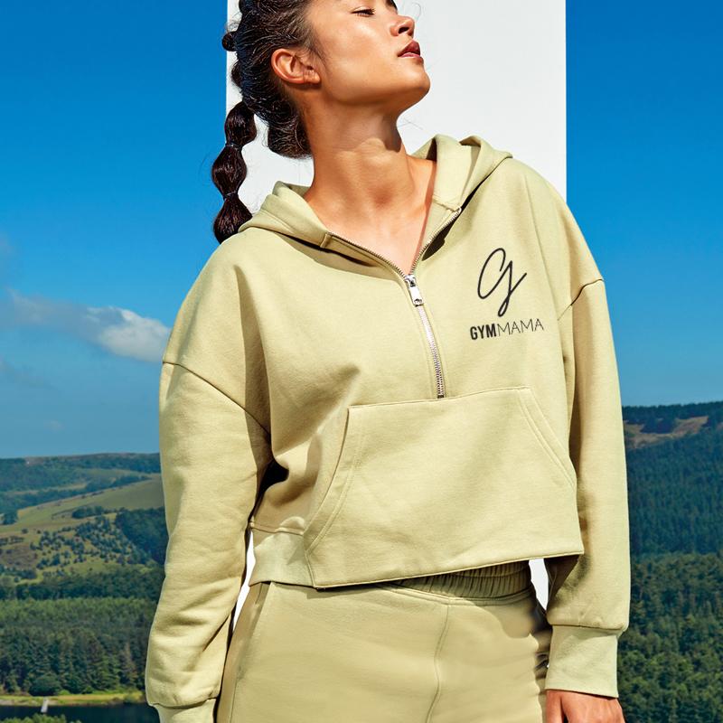 Gym Mama Achieve 1/2 Zip Crop Hoodie